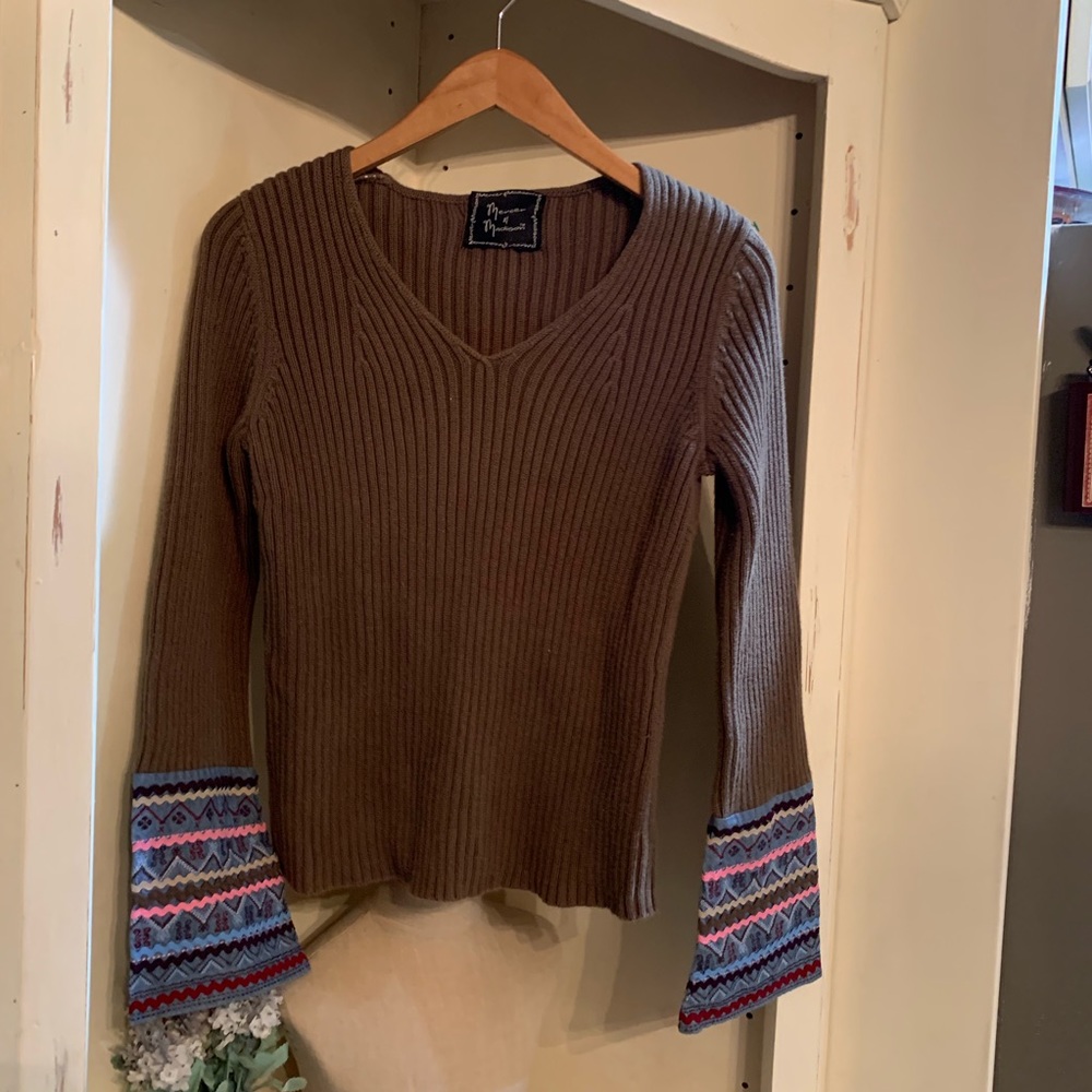 Mercer & Madison sweater top, Embroidered cuffs